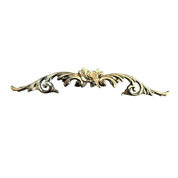 Vintage Other - Faux Brass scrolling wall decor topper door frame, vintage baroque french rococo